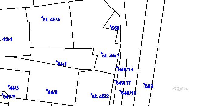Parcela st. 45/1 v KÚ Libotenice, Katastrální mapa