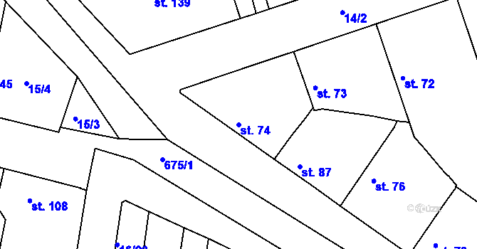 Parcela st. 74 v KÚ Libotenice, Katastrální mapa