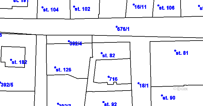 Parcela st. 82 v KÚ Libotenice, Katastrální mapa