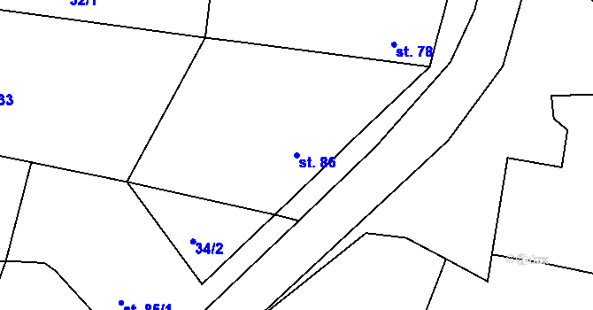Parcela st. 86 v KÚ Libotenice, Katastrální mapa
