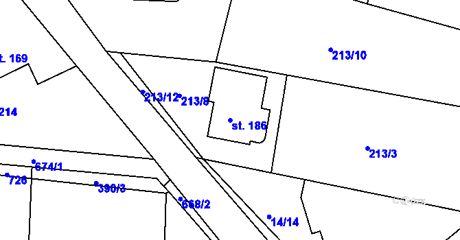 Parcela st. 186 v KÚ Libotenice, Katastrální mapa