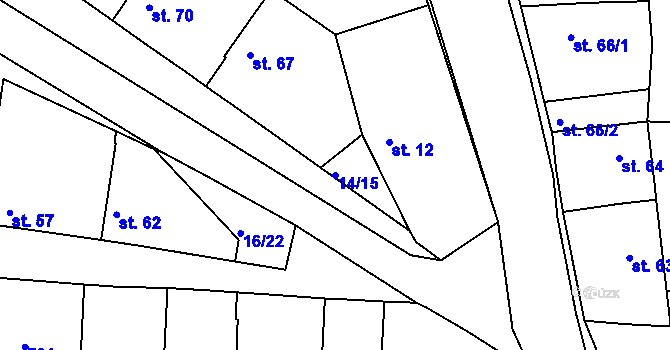 Parcela st. 14/15 v KÚ Libotenice, Katastrální mapa