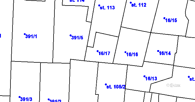 Parcela st. 16/17 v KÚ Libotenice, Katastrální mapa