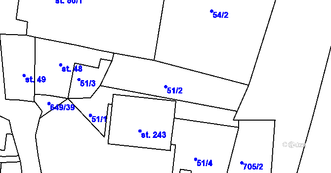 Parcela st. 51/2 v KÚ Libotenice, Katastrální mapa