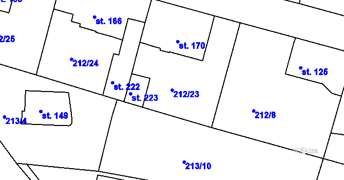 Parcela st. 212/23 v KÚ Libotenice, Katastrální mapa