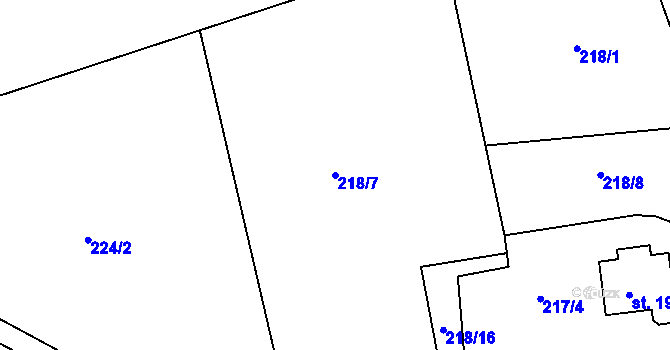 Parcela st. 218/7 v KÚ Libotenice, Katastrální mapa