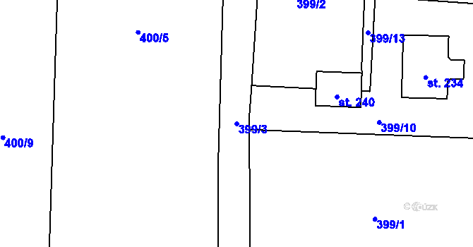 Parcela st. 399/3 v KÚ Libotenice, Katastrální mapa