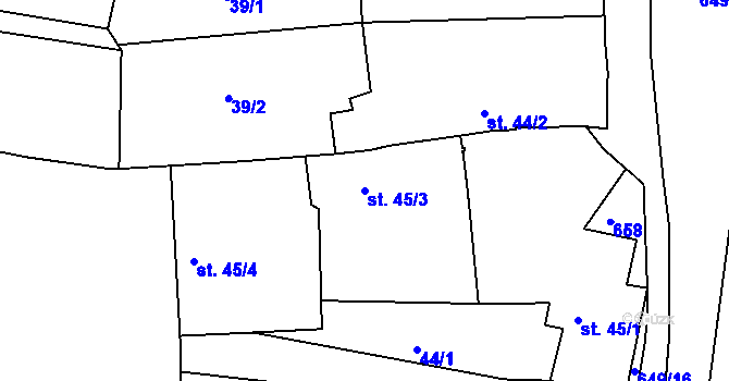 Parcela st. 45/3 v KÚ Libotenice, Katastrální mapa