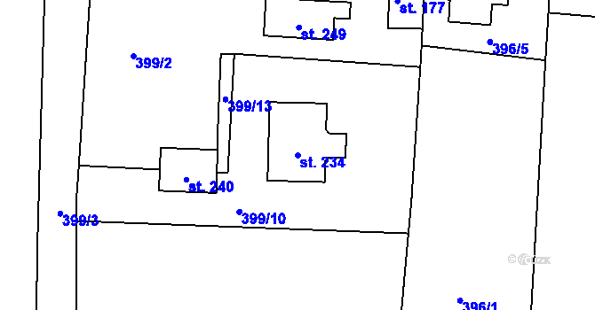 Parcela st. 234 v KÚ Libotenice, Katastrální mapa