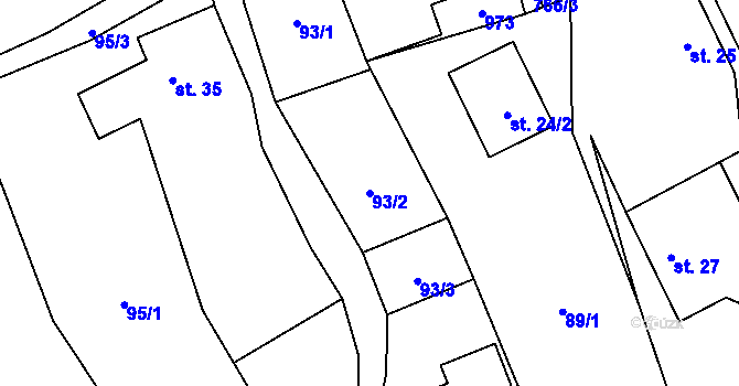 Parcela st. 93/2 v KÚ Libotov, Katastrální mapa