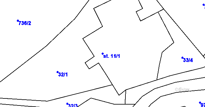 Parcela st. 11/1 v KÚ Čermná u Libouchce, Katastrální mapa