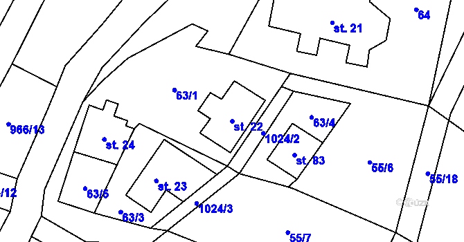 Parcela st. 22 v KÚ Čermná u Libouchce, Katastrální mapa