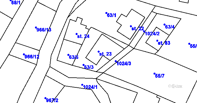Parcela st. 23 v KÚ Čermná u Libouchce, Katastrální mapa
