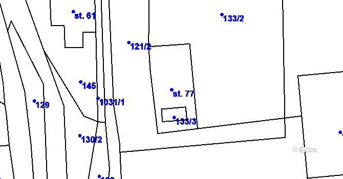 Parcela st. 77 v KÚ Čermná u Libouchce, Katastrální mapa