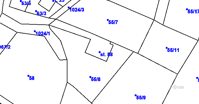 Parcela st. 88 v KÚ Čermná u Libouchce, Katastrální mapa