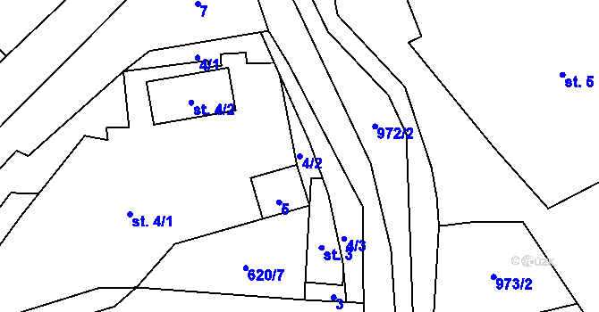 Parcela st. 4/2 v KÚ Čermná u Libouchce, Katastrální mapa
