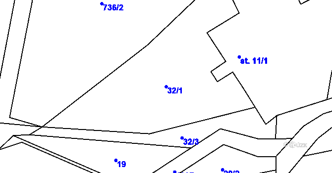 Parcela st. 32/1 v KÚ Čermná u Libouchce, Katastrální mapa