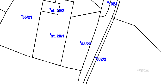 Parcela st. 55/22 v KÚ Čermná u Libouchce, Katastrální mapa