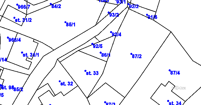 Parcela st. 86/1 v KÚ Čermná u Libouchce, Katastrální mapa