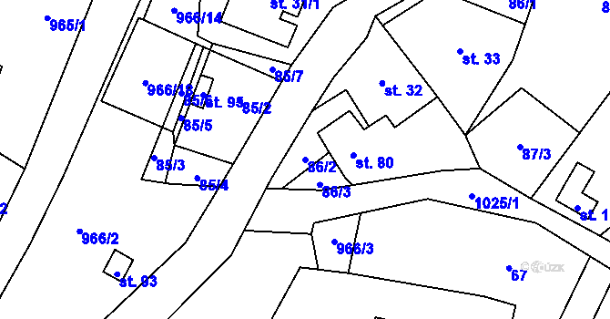 Parcela st. 86/2 v KÚ Čermná u Libouchce, Katastrální mapa