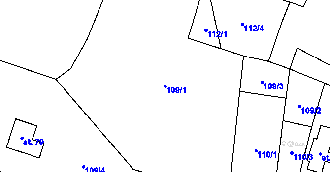 Parcela st. 109/1 v KÚ Čermná u Libouchce, Katastrální mapa