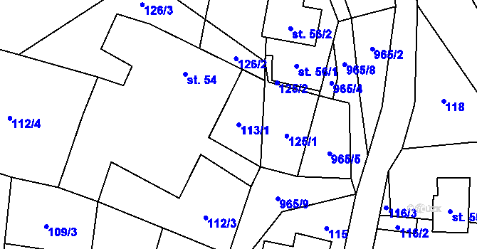Parcela st. 113/1 v KÚ Čermná u Libouchce, Katastrální mapa