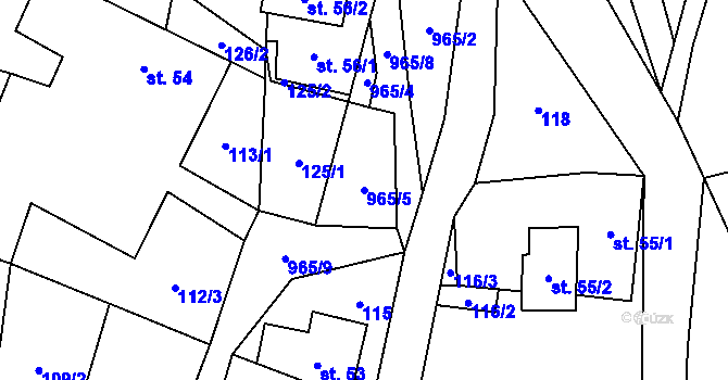 Parcela st. 965/5 v KÚ Čermná u Libouchce, Katastrální mapa