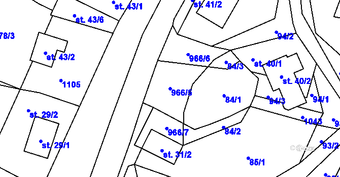 Parcela st. 966/5 v KÚ Čermná u Libouchce, Katastrální mapa