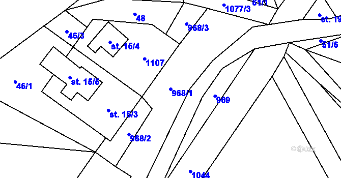 Parcela st. 968/1 v KÚ Čermná u Libouchce, Katastrální mapa