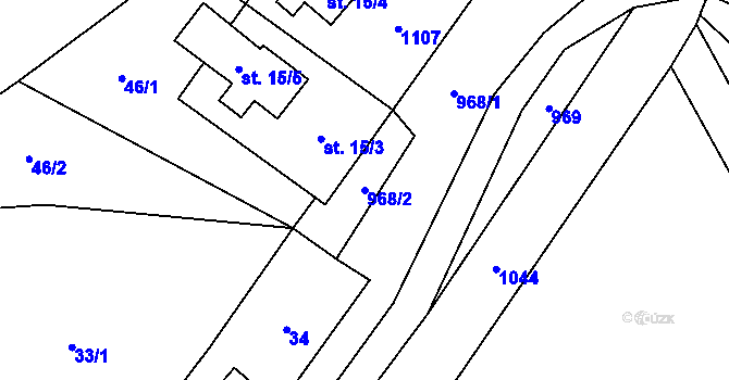 Parcela st. 968/2 v KÚ Čermná u Libouchce, Katastrální mapa