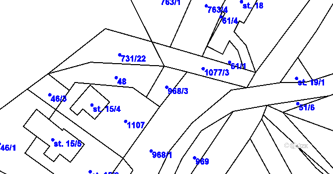 Parcela st. 968/3 v KÚ Čermná u Libouchce, Katastrální mapa