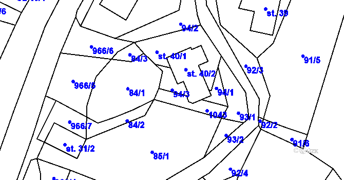 Parcela st. 94/3 v KÚ Čermná u Libouchce, Katastrální mapa