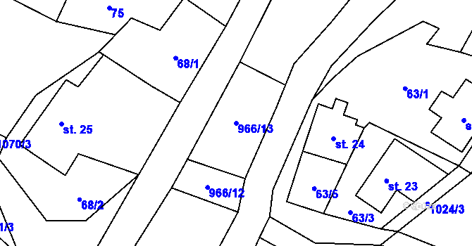 Parcela st. 966/13 v KÚ Čermná u Libouchce, Katastrální mapa
