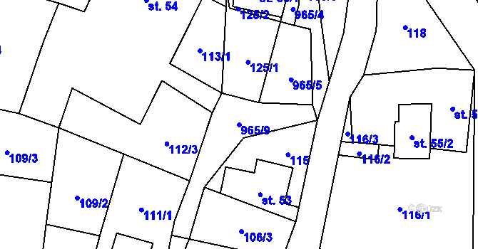 Parcela st. 965/9 v KÚ Čermná u Libouchce, Katastrální mapa