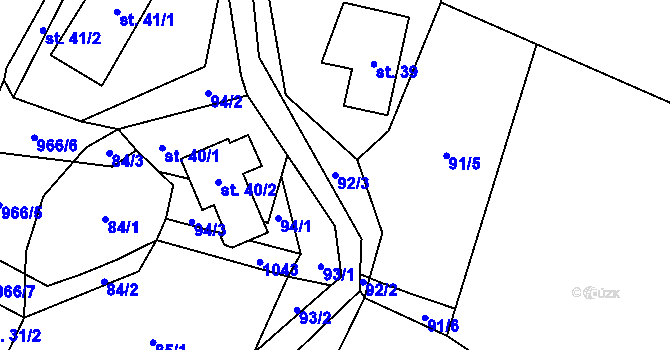 Parcela st. 92/3 v KÚ Čermná u Libouchce, Katastrální mapa