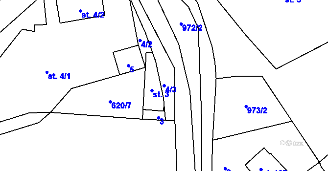 Parcela st. 4/3 v KÚ Čermná u Libouchce, Katastrální mapa