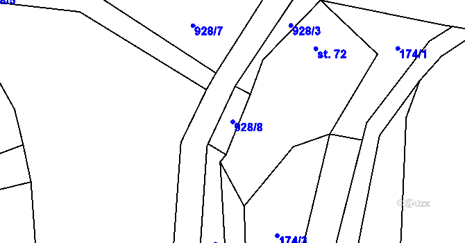 Parcela st. 928/8 v KÚ Čermná u Libouchce, Katastrální mapa