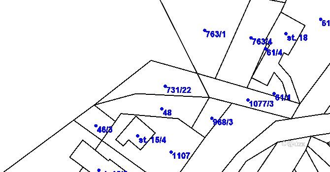 Parcela st. 731/22 v KÚ Čermná u Libouchce, Katastrální mapa