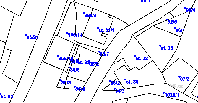 Parcela st. 85/7 v KÚ Čermná u Libouchce, Katastrální mapa