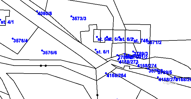 Parcela st. 6/1 v KÚ Libouchec, Katastrální mapa