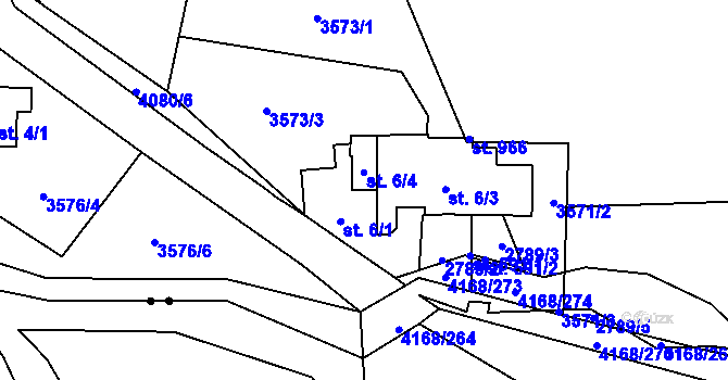 Parcela st. 6/4 v KÚ Libouchec, Katastrální mapa