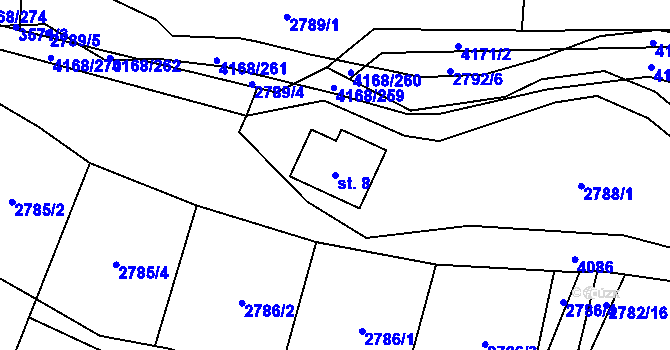 Parcela st. 8 v KÚ Libouchec, Katastrální mapa