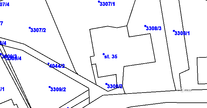 Parcela st. 35 v KÚ Libouchec, Katastrální mapa