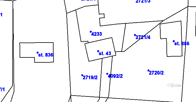 Parcela st. 43 v KÚ Libouchec, Katastrální mapa
