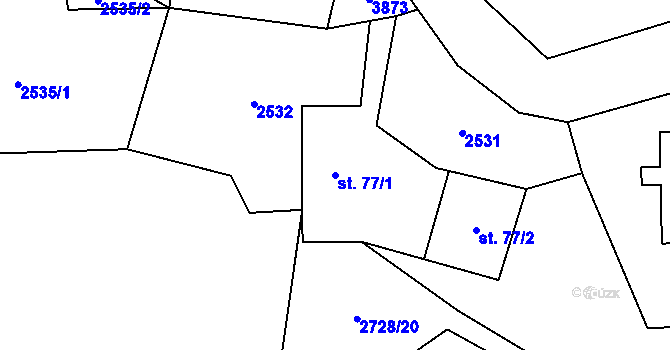 Parcela st. 77/1 v KÚ Libouchec, Katastrální mapa