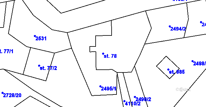 Parcela st. 78 v KÚ Libouchec, Katastrální mapa