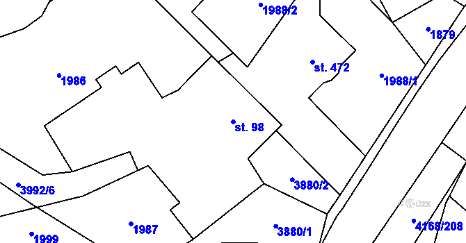 Parcela st. 98 v KÚ Libouchec, Katastrální mapa