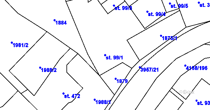 Parcela st. 99/1 v KÚ Libouchec, Katastrální mapa
