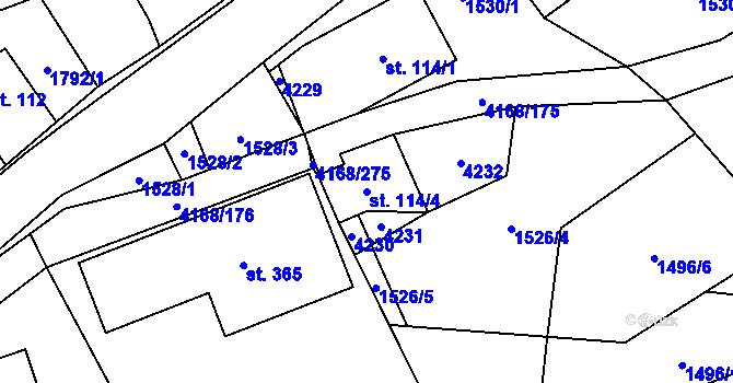 Parcela st. 114/4 v KÚ Libouchec, Katastrální mapa