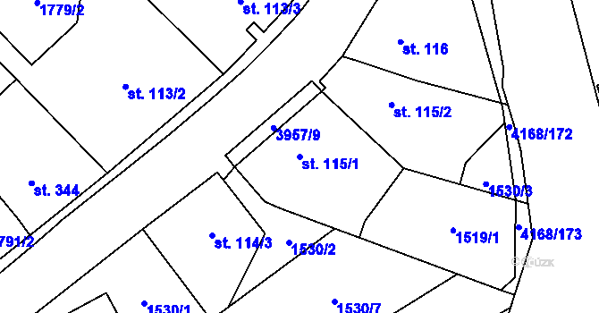 Parcela st. 115/1 v KÚ Libouchec, Katastrální mapa